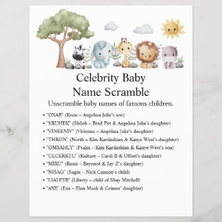 Jungle Safari Baby Shower Games Reklamblad