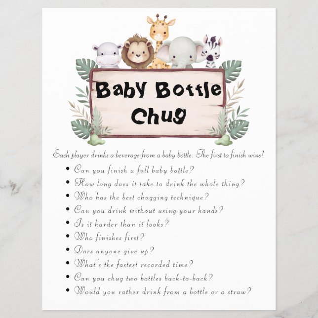Jungle Safari Baby Shower Games Reklamblad (Framsidan)
