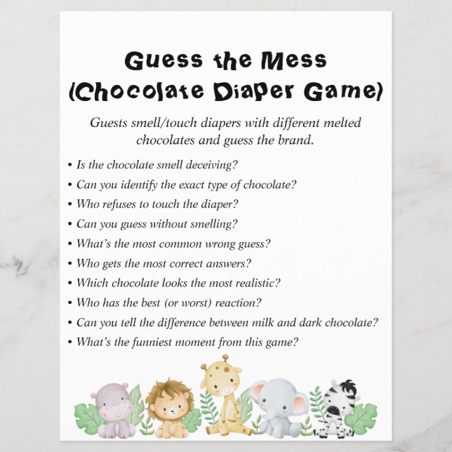 Jungle Safari Baby Shower Games Reklamblad (Framsidan)