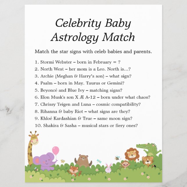 Jungle Safari Baby Shower Games Reklamblad (Framsidan)