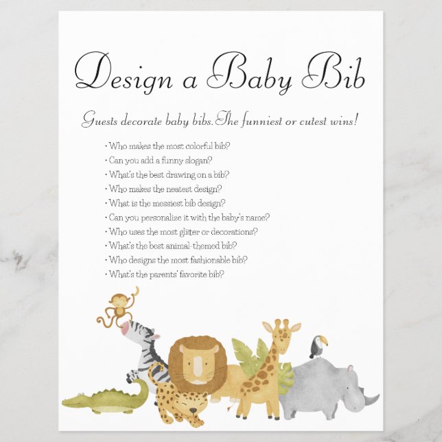Jungle Safari Baby Shower Games Reklamblad (Framsidan)