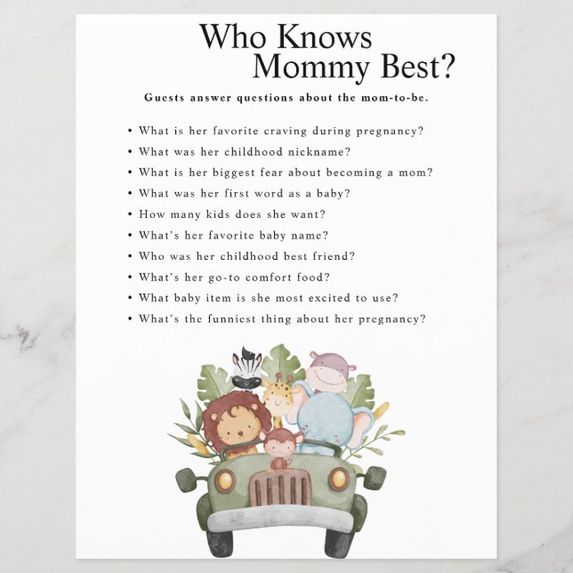 Jungle Safari Baby Shower Games Reklamblad (Framsidan)
