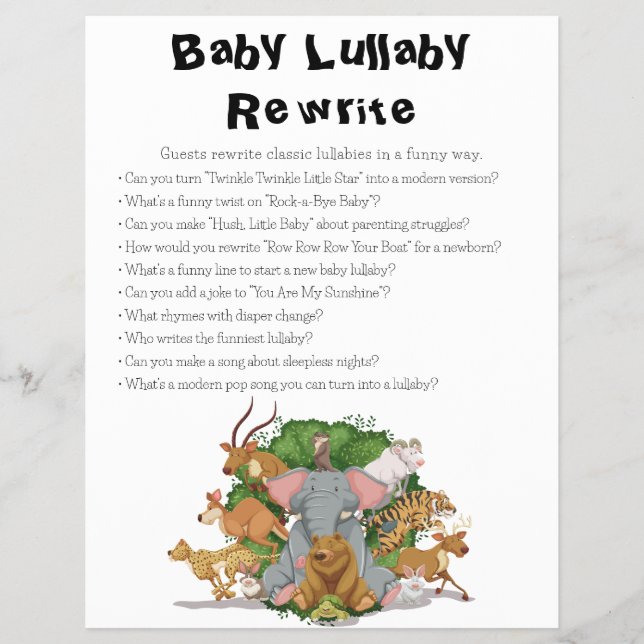 Jungle Safari Baby Shower Games Reklamblad (Framsidan)