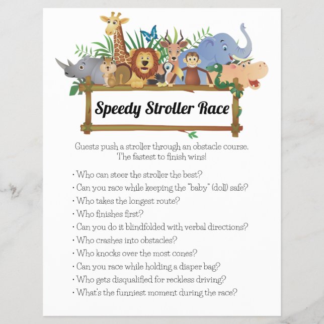 Jungle Safari Baby Shower Games Reklamblad (Framsidan)