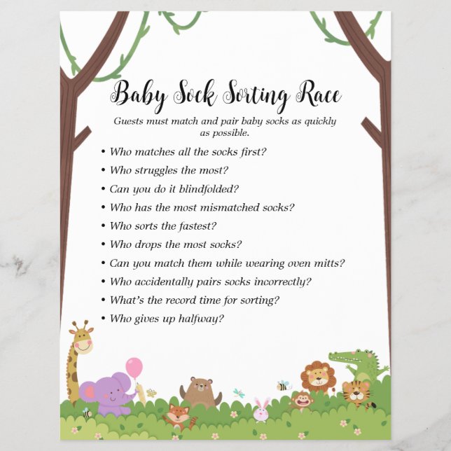 Jungle Safari Baby Shower Games Reklamblad (Framsidan)