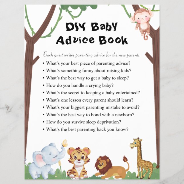 Jungle Safari Baby Shower Games Reklamblad (Framsidan)