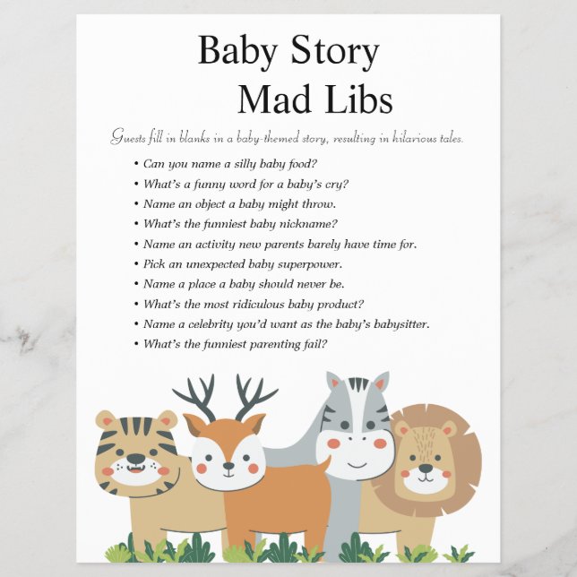 Jungle Safari Baby Shower Games Reklamblad (Framsidan)