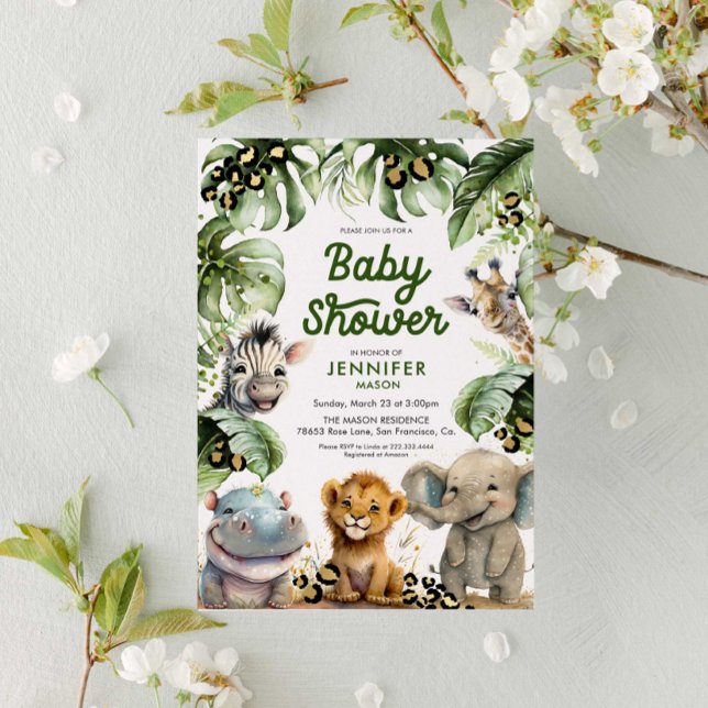 Jungle Safari Baby Shower-inbjudan Inbjudningar (Skapare uppladdad)