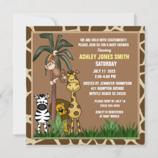 Jungle Safari Baby Shower-inbjudan Inbjudningar