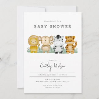 Jungle Safari Baby Shower-inbjudan tropiskt Inbjudningar