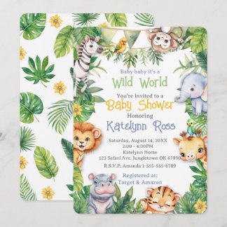 Jungle Safari Baby Shower Inbjudningar