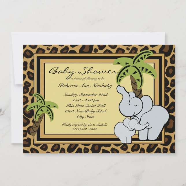 Jungle Safari Baby Shower Inbjudningar (Framsida)