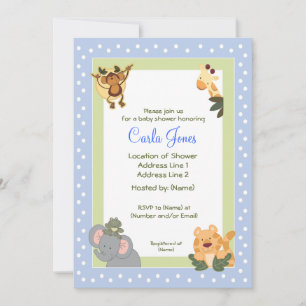 Jungle Safari Baby Shower-inbjudningar 5 x 7 storl Inbjudningar