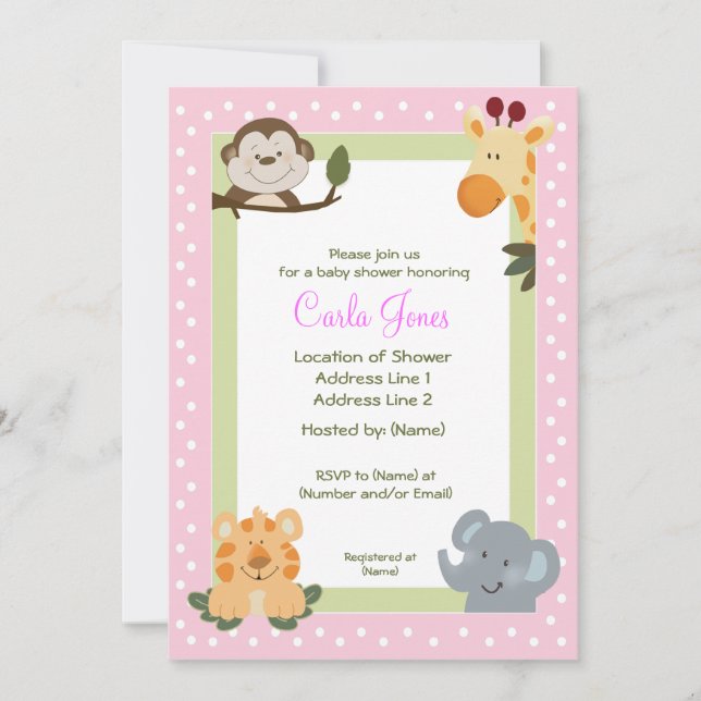 Jungle Safari Baby Shower-inbjudningar 5 x 7 storl Inbjudningar (Framsida)