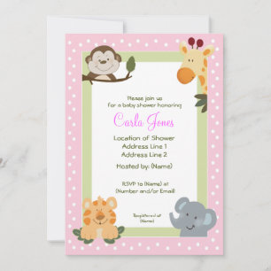 Jungle Safari Baby Shower-inbjudningar 5 x 7 storl Inbjudningar