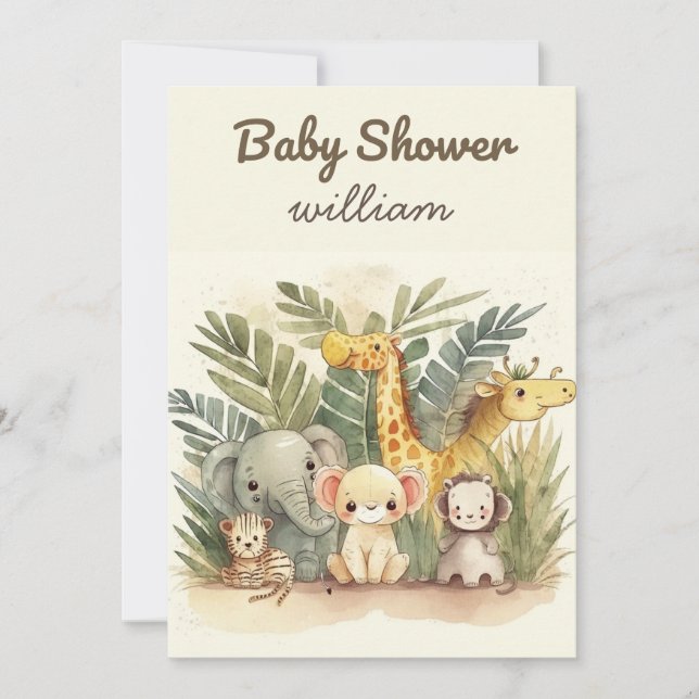 Jungle Safari Baby Shower-inbjudningar Inbjudningar (Framsida)