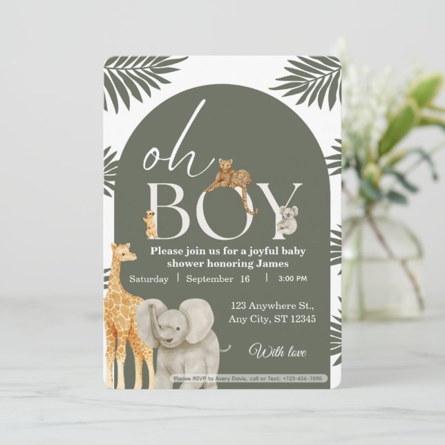 Jungle Safari Baby Shower Invitation Inbjudningar (Stående Fram)