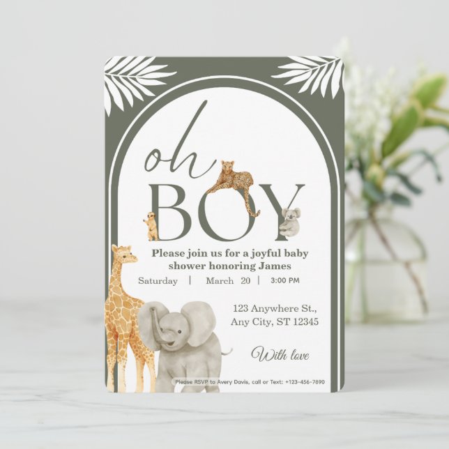 Jungle Safari Baby Shower Invitation Inbjudningar (Stående Fram)