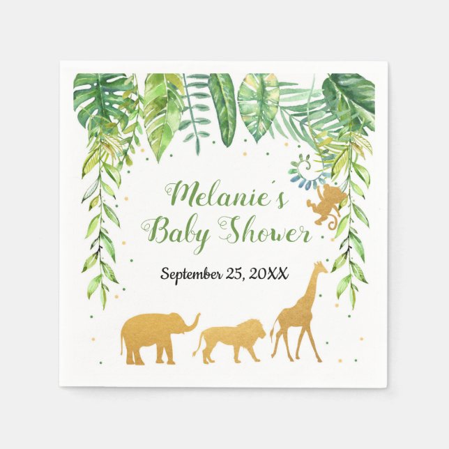 Jungle Safari Baby Shower Napkin Tropical Pappersservett (Framsidan)