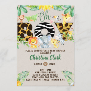 Jungle Safari Baby Shower Oh Boy Cute Inbjudningar