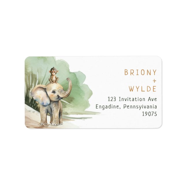 Jungle Safari Baby Shower OSA Returadress Adressetikett (Framsidan)