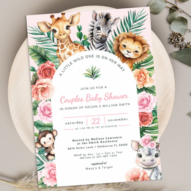 Jungle Safari Baby Shower Par Party Inbjudningar (Cute Safari Baby Shower Invite)