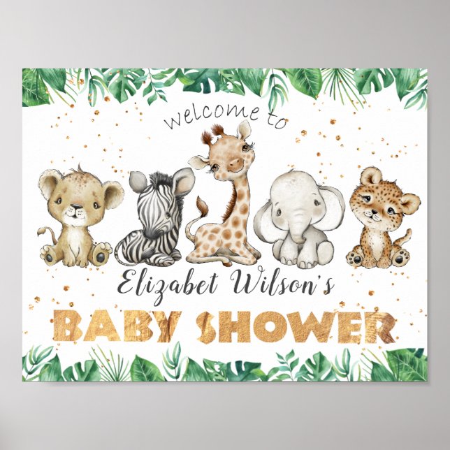 Jungle Safari Baby Shower Party Poster (Framsidan)