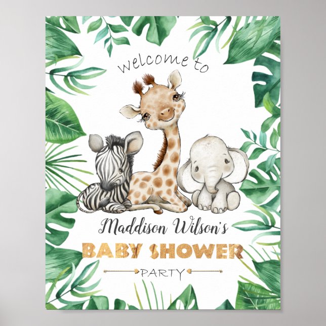 Jungle Safari Baby Shower Party Poster (Framsidan)