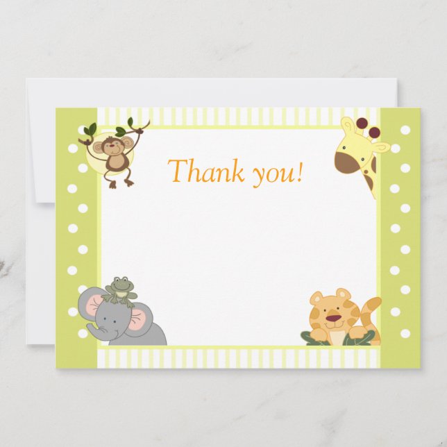 Jungle Safari Baby Shower Tackkort Anteckningskort (Framsida)