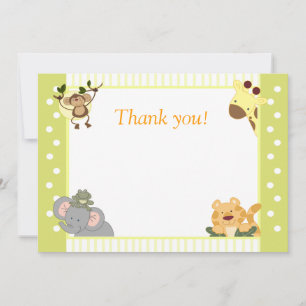 Jungle Safari Baby Shower Tackkort Anteckningskort
