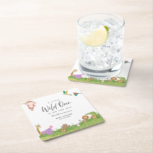 Jungle Safari Baby Shower Underlägg Papper Kvadrat (Insitu)