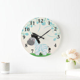 Jungle Safari Baby Zebra Nursery Wall Clock Stor Klocka