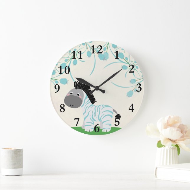 Jungle Safari Baby Zebra Nursery Wall Clock Stor Klocka (Hem)