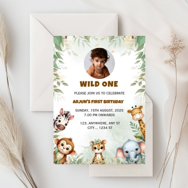 Jungle Safari Birthday Boy Investigation, Vild 1 Inbjudningar (Skapare uppladdad)