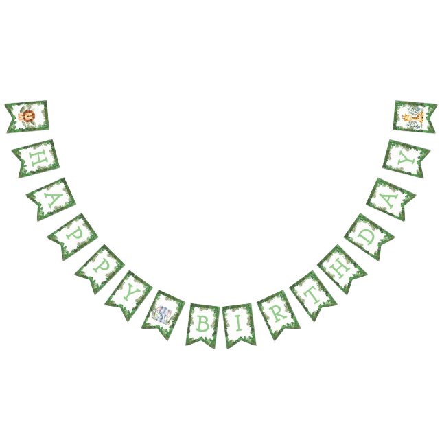 Jungle Safari Birthday Bunting Flaggor Banner (Alla)