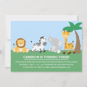 Jungle Safari Birthday-inbjudan Inbjudningar