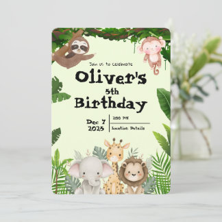 Jungle Safari Birthday Invitation Inbjudningar