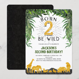 Jungle, Safari, Born 2 är vild, andra födelsedagen Inbjudningar