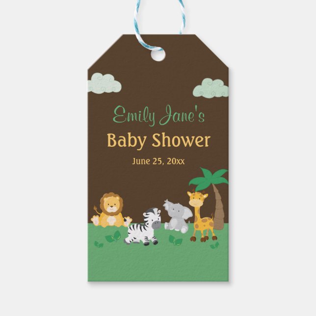 Jungle Safari Boy Baby Shower Gift-Märkre Presentetikett (Framsidan)