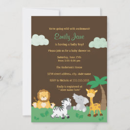 Jungle Safari Boy Baby Shower Inbjudan
