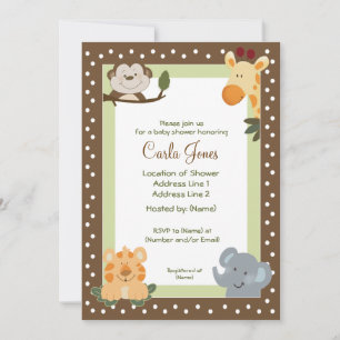 Jungle Safari Brown 5x7-inbjudningar till babyskor Inbjudningar