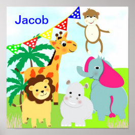 Jungle Safari Cute Animals Personlig Bild Poster