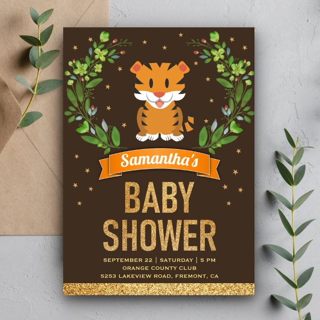 Jungle Safari Cute Tiger Baby Shower Inbjudningar (Skapare uppladdad)