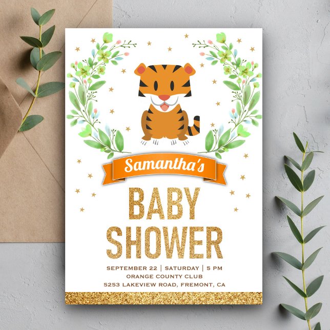 Jungle Safari Cute Tiger Baby Shower Inbjudningar (Skapare uppladdad)