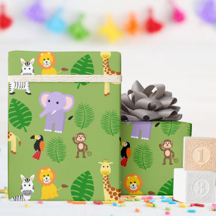 Jungle Safari Cute Vild Animal Kids Presentpapper