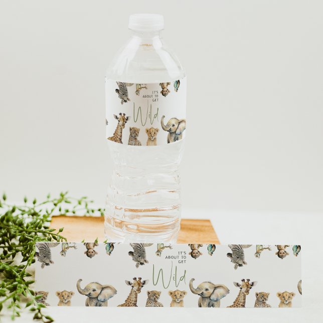 Jungle Safari Det är på väg att få Vild babyskor Vattenflaskor Etikett (Skapare uppladdad)