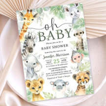 Jungle Safari Djur Baby Shower Ojämna Baby 