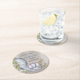 Jungle Safari Elephant Baby Shower Tack Underlägg Papper Rund