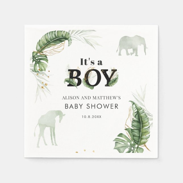 Jungle Safari Elephant Boy Shower Pappersservett (Framsidan)
