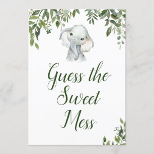 Jungle Safari Elephant Sweet Sign Storlek 5x7" Inbjudningar